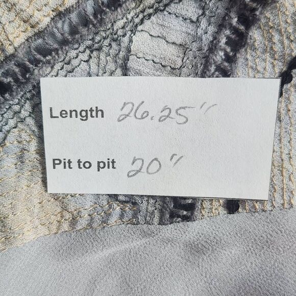 Sains Gray Sheer Boho Blouse with Embellished Sleeves Size Medium - Picture 9 of 9